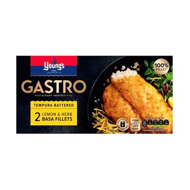 Young's Gastro Tempura Buttered With Lemon &amp; Herbs Basa Fillets 310g
