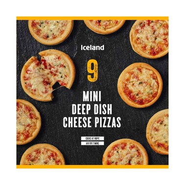 Iceland Frozen Pizza 9 Mini Deep Dish Cheese 234g