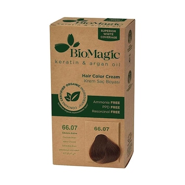 كريم صبغة الشعر بيوماجيك بالكيراتين وزيت الأرغان 66.07 بني شوكولاتة