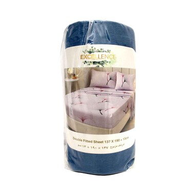 Excellence Home Collection Fitted Sheet Double Size 137x190+13cm Assorted