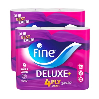 Fine Deluxe 4ply Toilet Paper 9Rolls Pack Of 2