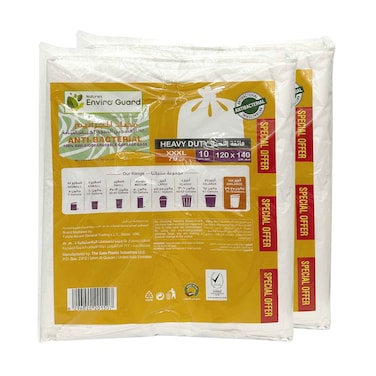 Nature&#39;s Enviro Guard Antibacterial 100% Oxo-Biodegradable Garbage Bags 120x140cm, Heavy Duty 79 Gallons Pack of 2