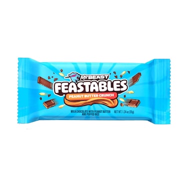 Mr Beast Feastables Peanut Butter Crunch, Milk Chocolate With Puffed Rice 35g