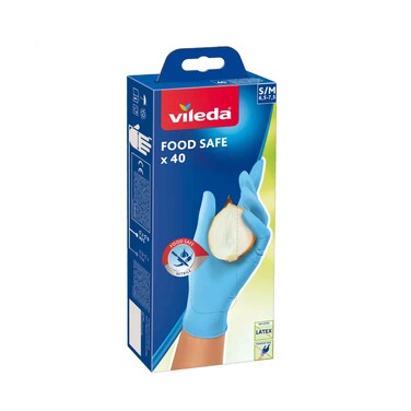 Vileda Disposable Gloves Powder Free Food Safe, Size Small/Medium 40 Pieces