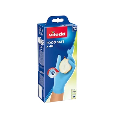 Vileda Disposable Gloves Powder Free Food Safe, Size Medium/Large 40 Pieces