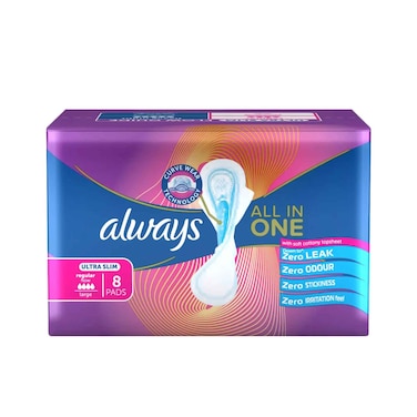 Always Zoya Ultra Slim  All In One Pad Zero Leak, 8 Pads