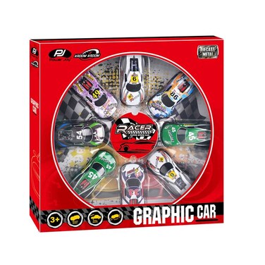 Power Joy Die Cast Graphic Car Vroom-Vroom 8 Pieces Assorted