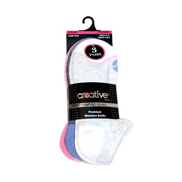 Creative Premium Women's Socks Low Cut 3Pairs RBW09 Assorted (No Refund &amp; Exchange for Hygienic Items)