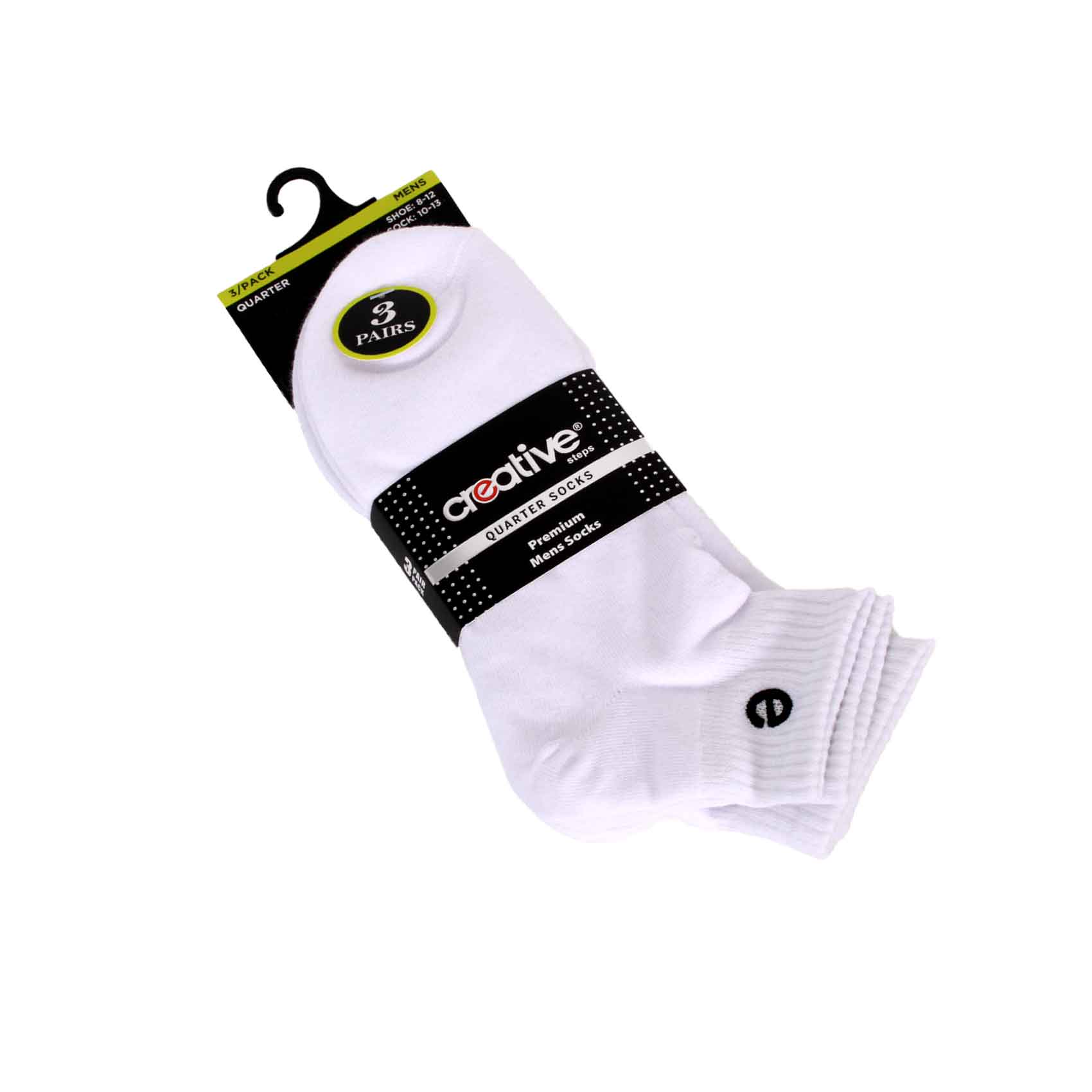 XPMY Men's 3-Pack Low Cut Ankle Socks – White Cotton Cushioned Athletic Crew Size 10-13