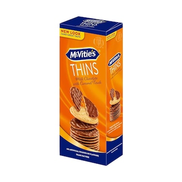 Mcvities Thins Milk Chocolate With Caramel Touch 150g