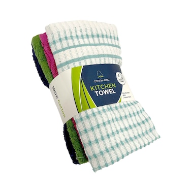 Cotton King Kitchen Towel 4 Pieces Assorted