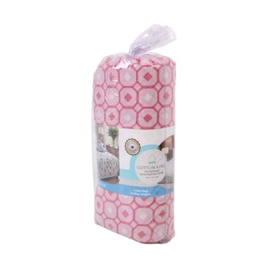 Cotton King Fitted Bed Sheet  With Pillow Cover 50cmx75cm+7cm Assorted