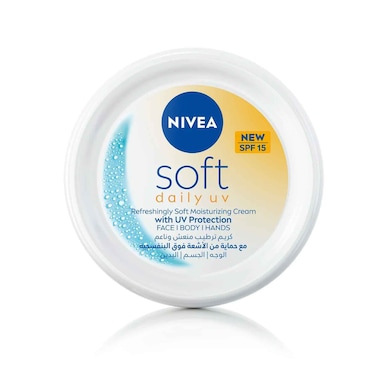 Nivea Soft Moisturizing Cream Daily UV Protection With Spf15, For Face, Body &amp; Hands 200ml