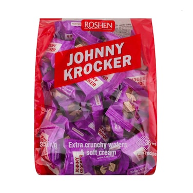 Roshen Johnny Krocker Extra Crunchy &amp; Soft Cream With Milk Flavour Filing Wafers 350g