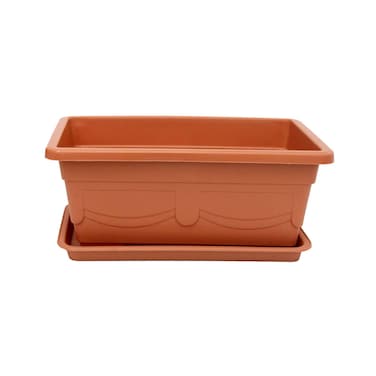 The Garden Center Terracotta Rectangular Plastic Planter 35cm