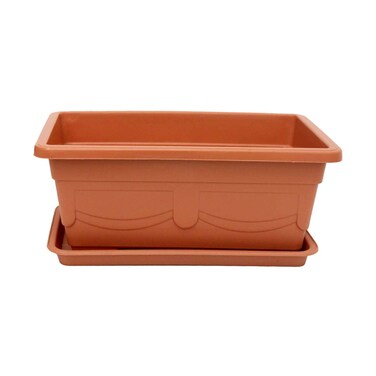 The Garden Center Terracotta Rectangular Plastic Planter 40cm