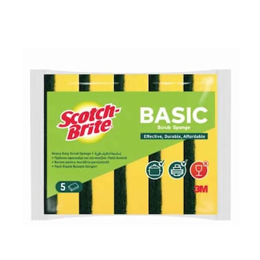 3M Scotch Brite Basic Scrub Sponge 5 Pieces