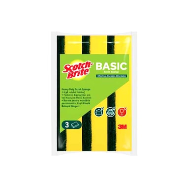 3M Scotch Brite Basic Scrub Sponge 3 Pieces