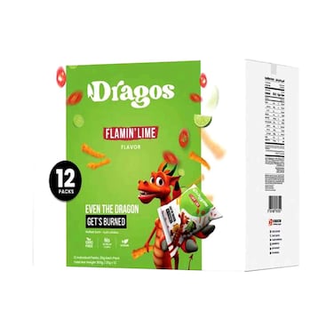 Dragos Puffed Corn Flaminlime 25gx12 Pieces