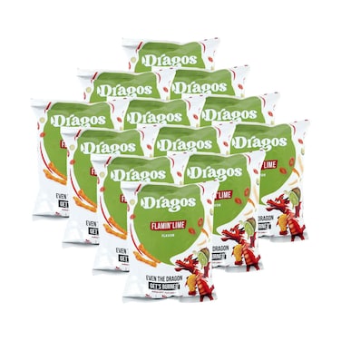 Dragos Puffed Corn Flaminlime 25gx12 Pieces