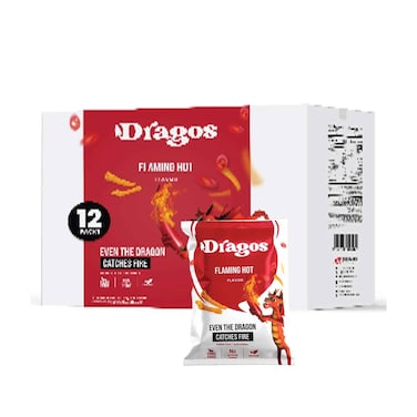 Dragos Puffed Corn Flaming Hot 25gx12 Pieces