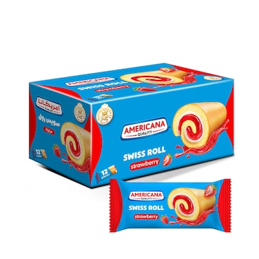 أمريكانا سويس رول بالفراولة 20 جم × 12 قطعة