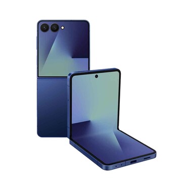 هاتف سامسونج جالاكسي Z فليب7 الذكي 5G بسعة 12 جيجابايت RAM و256 جيجابايت تخزين باللون الأزرق 
