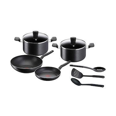 Tefal Supercook 9 Pieces Cookware Set Black