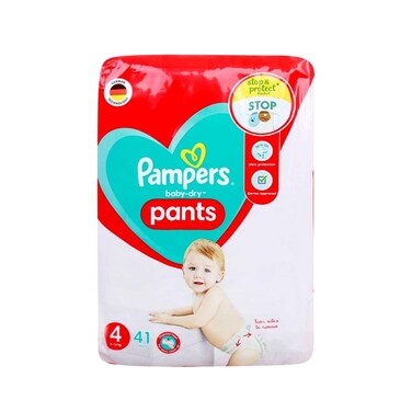 حفاضات بامبرز بيبي دراي بانتس مقاس 4 (وزن 9-15 كجم)، 41 قطعة