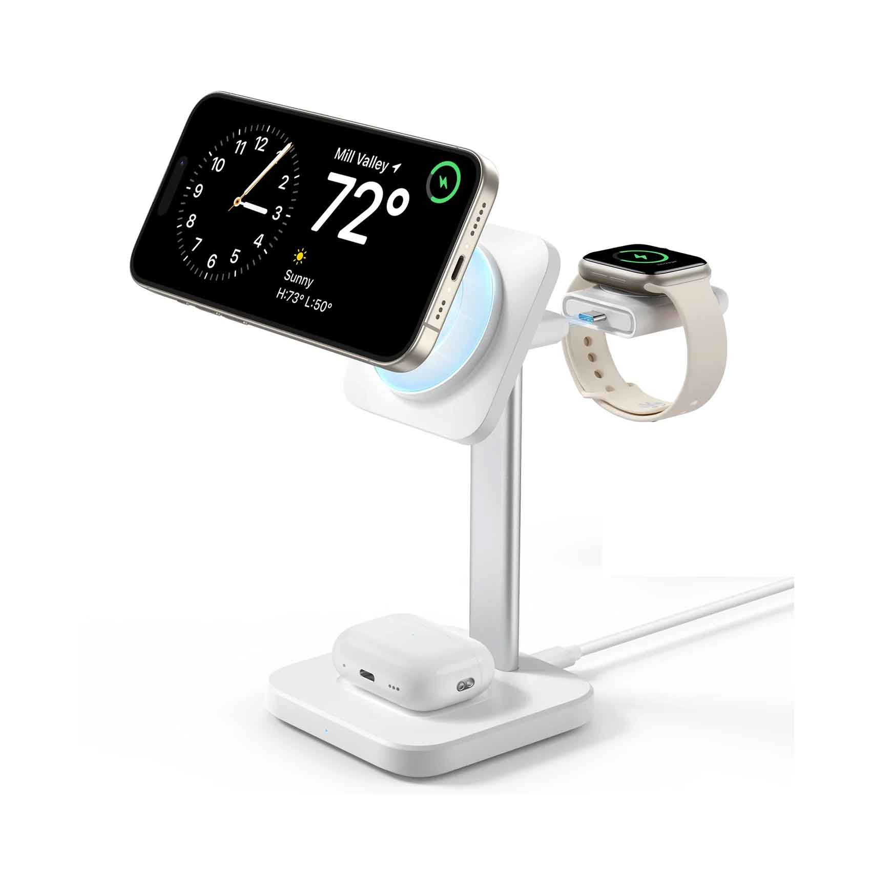 ESR 3 In 1 Magsafe Wireless Charging Station Set For Apple Watch, iPhone & AirPods White