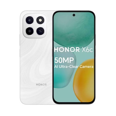 هاتف هونر الذكي X6c ذاكرة وصول عشوائي 6 جيجابايت، سعة تخزين 128 جيجابايت، أبيض ضوء القمر