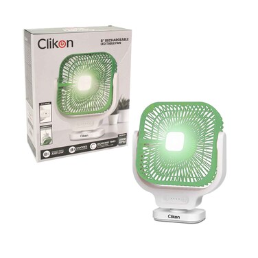 مروحة طاولة LED قابلة للشحن من كليكورن CK2048 بحجم 8 إنش