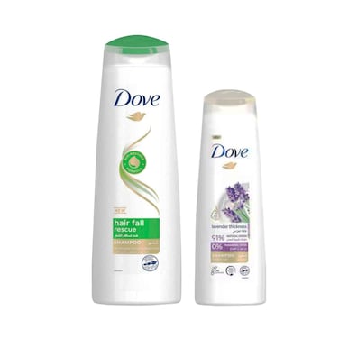 Dove Shampoo Hair Fall Rescue 400ml + Lavender Thickness Shampoo 180ml