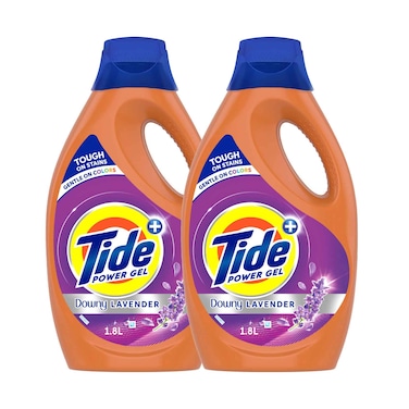 جل منظف الغسيل تايد باور برائحة داوني الخزامى، لطيف على الألوان 1.8 لتر × 2 قطعة