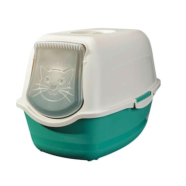 صندوق فضلات قطط أساسي من كارفور بباب وفلتر رائحة