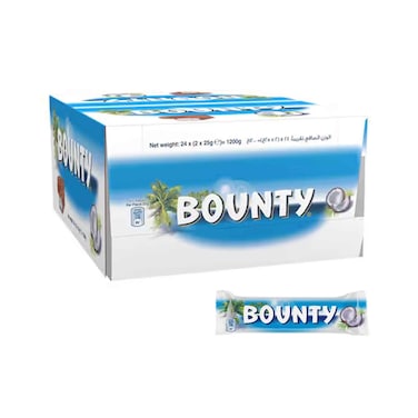 Bounty Coconut Filled Milk Chocolate Bar 50gx24 Pieces