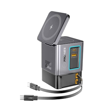Promate Multi Port GanFast Wireless 6in1 Charging Station 105W