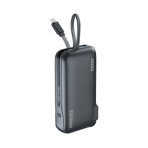 Promate Ultra Compact Fast Charging Powerbank With Built in USB-C Cable 10000MAH