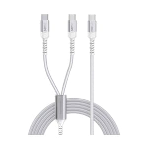 Promate Fabric Braided USB-C to Dual USB-C Charging Cable 140W