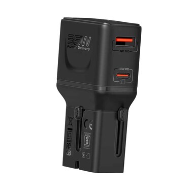 Promate Dual Port GanFast Universal Adapter 35W