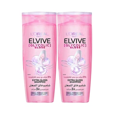 Loreal Paris Elvive Glycolic, Extra Gloss Shampoo 400mlx2 Pieces