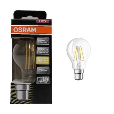 Osram B22d لمبة LED فلمنت بلون أبيض دافئ 2700 كلفن، 806 لومن، 6.5 واط