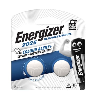 Energizer 2025 Ultimate Lithium Coin Battery 3 Volts 2 Pieces