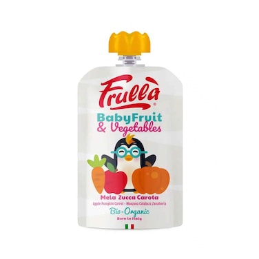 طعام أطفال عضوي بالفواكه والخضروات، تفاح، يقطين، وجزر فرولا 100 جم