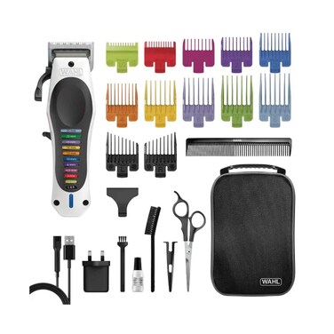 طقم ماكينة حلاقة وتشذيب الشعر والهيل كولور برو اللاسلكية