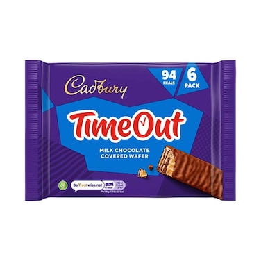 كادبوري تايم آوت - رقائق مغطاة بشوكولاتة الحليب - عبوة من 6 قطع - 108 غرام