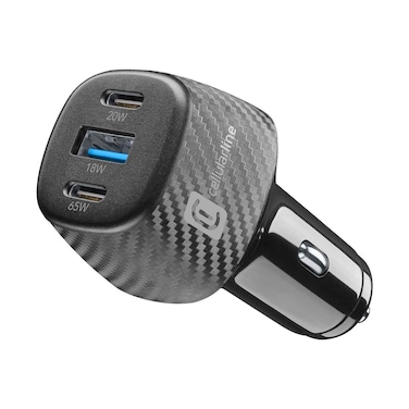 Cellularline Drive Multipower Laptop Car Charger USB-C (65+20) Watts USB-A 18 Watts