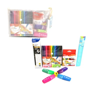 Deli Stationary Set in Zipper Bag 7 Pieces