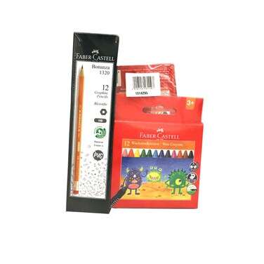 31. أقلام رصاص Faber-Castell Bonanza HB، شمع تلوين 12 قطعة
