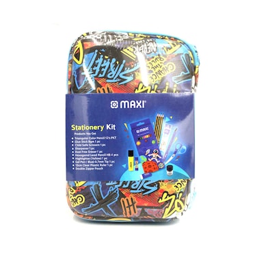 Maxi Stationery Kit With Double Zipper Pouch Cyan